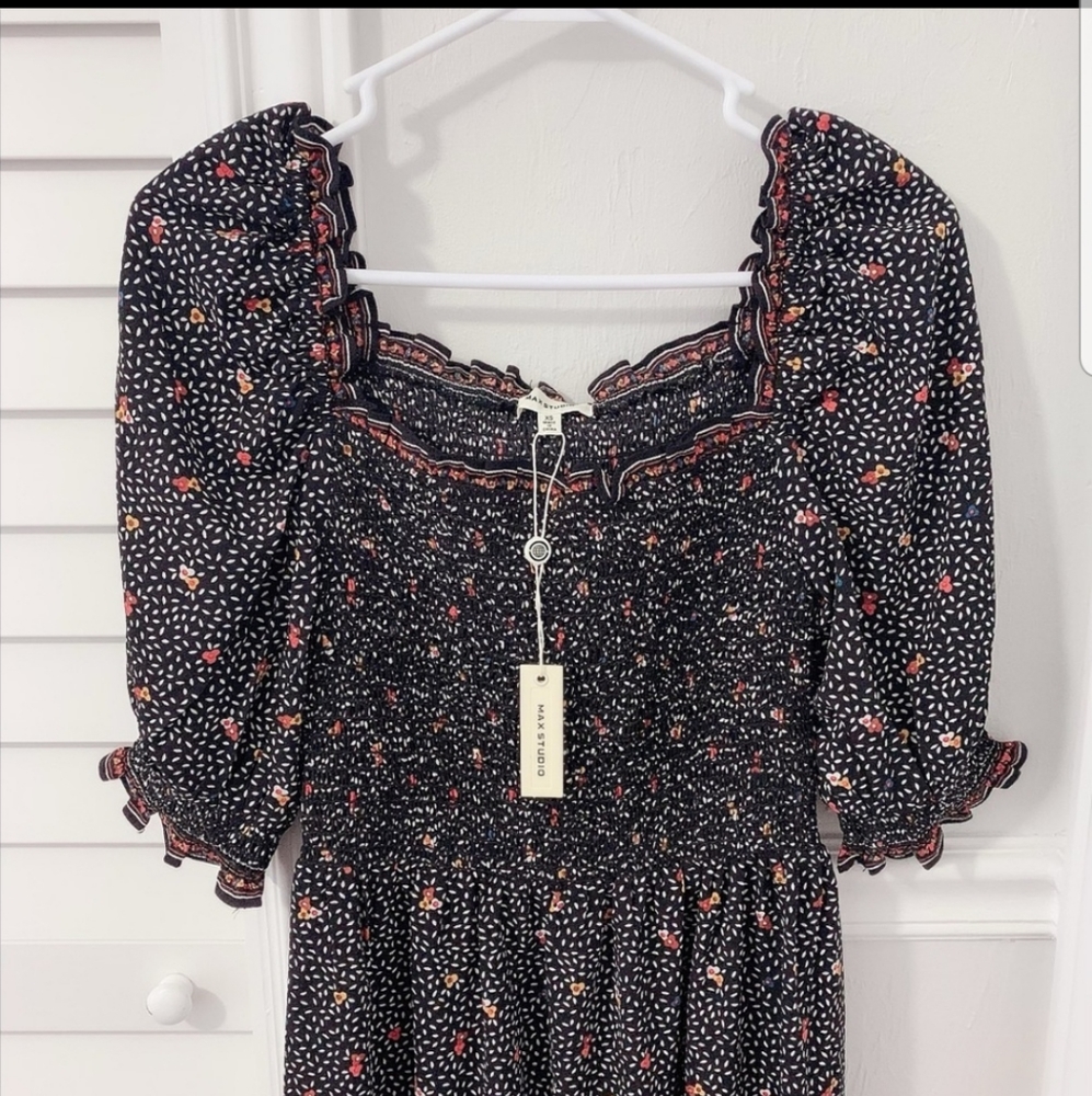 MAX STUDIO Smocked cottagecore maxi dress
